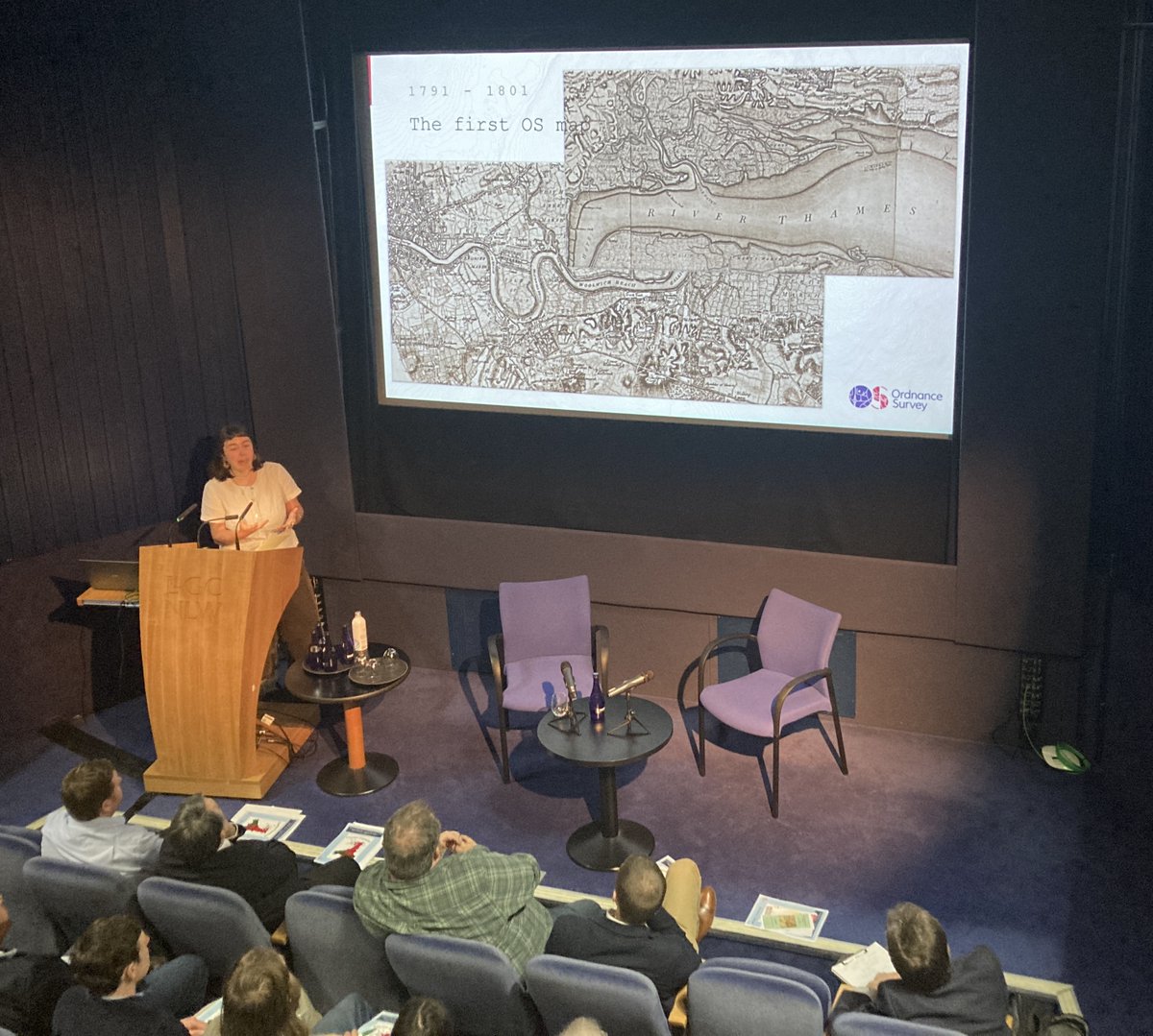 #CartoCymru2023 Jess Baker showing the very first Ordnance Survey map, published in 1801. She estimates it would have cost about 1-3 weeks' normal wages to buy