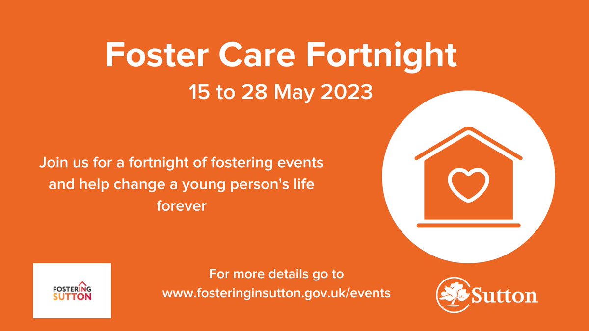 Foster Care Fortnight starts next week and we have in-person and virtual information sessions for you to find out more about becoming a foster carer in Sutton. Find our events at fosteringinsutton.gov.uk/events