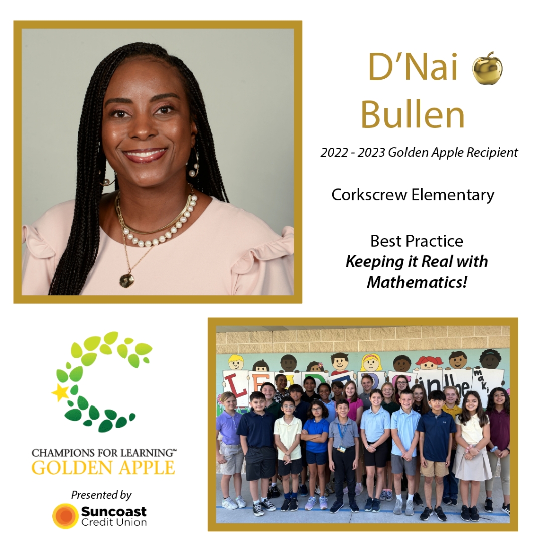 Ms. Bullen is 'Keeping it Real with Mathematics' with her best practice to help students uncover how math is used in the real world. By implementing these lessons, students are now more knowledgeable and confident! #Champs4learning #GoldenAppleCollier <a href="/SuncoastCU/">Suncoast Credit Union</a> <a href="/CESCorkyBear/">Corkscrew Elementary</a>