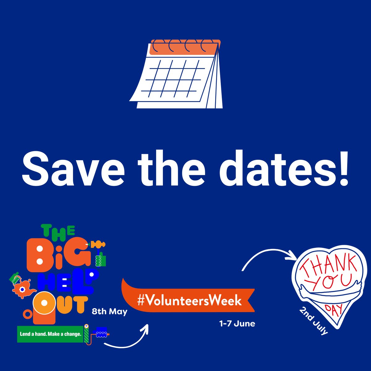Psstttt... save the dates! 🗓️
There are plenty of opportunities to carry on volunteering coming up!
👉 1-7 June: Volunteers' Week
👉 2 July: Thank You Day

 #TheBigHelpOut #ThankYouDay #VolunteersWeek @thankyouday_ @ncvovolunteers