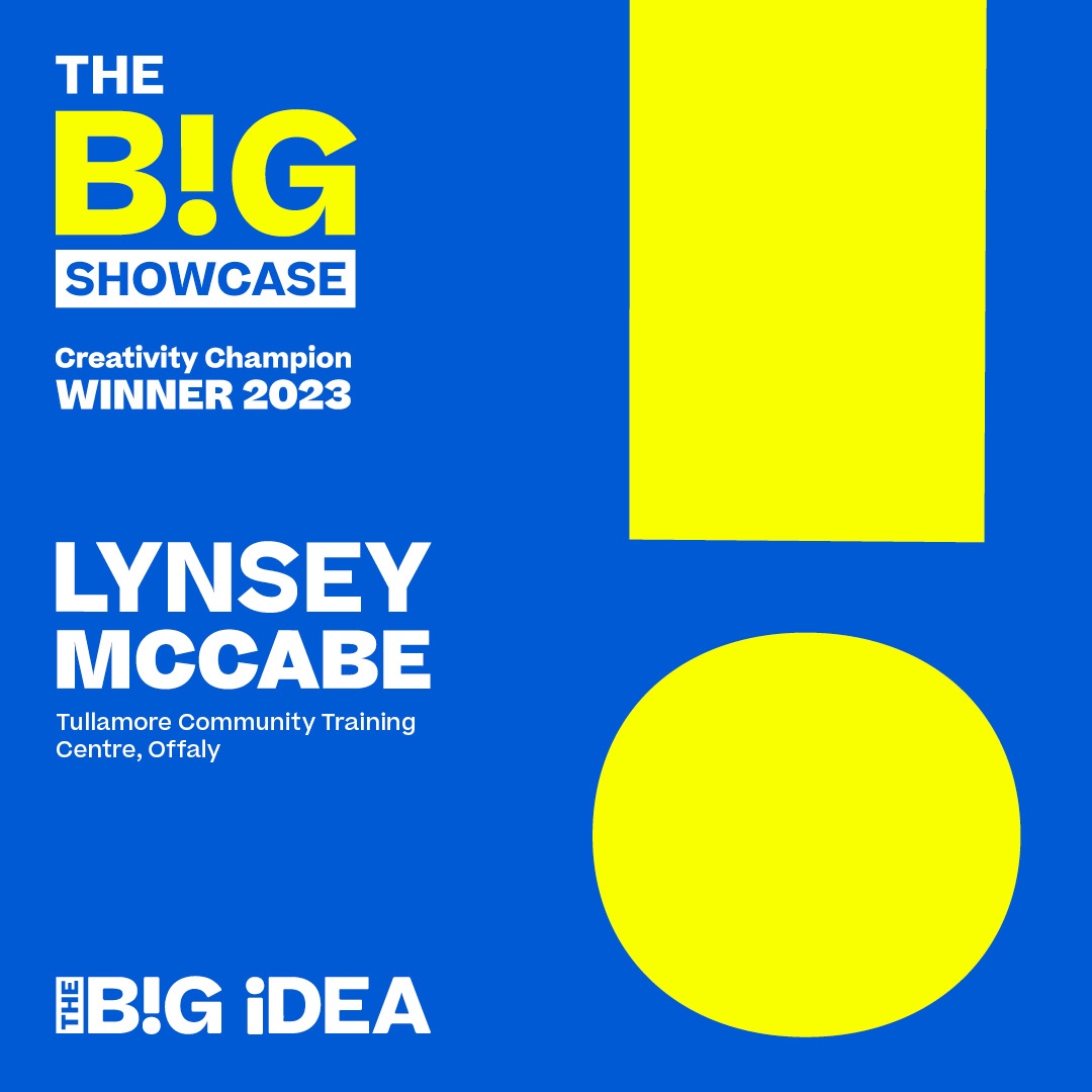 YOUTHREACH CREATIVITY CHAMPION - 2023!

A programme like this needs our AMAZING teachers and facilitators to make it happen, and this award goes to the SUPERSTARS that shone the brightest✨

CONGRATULATIONS to...🥁

LYNSEY MCCABE from Tullamore CTC in Offaly!🙌