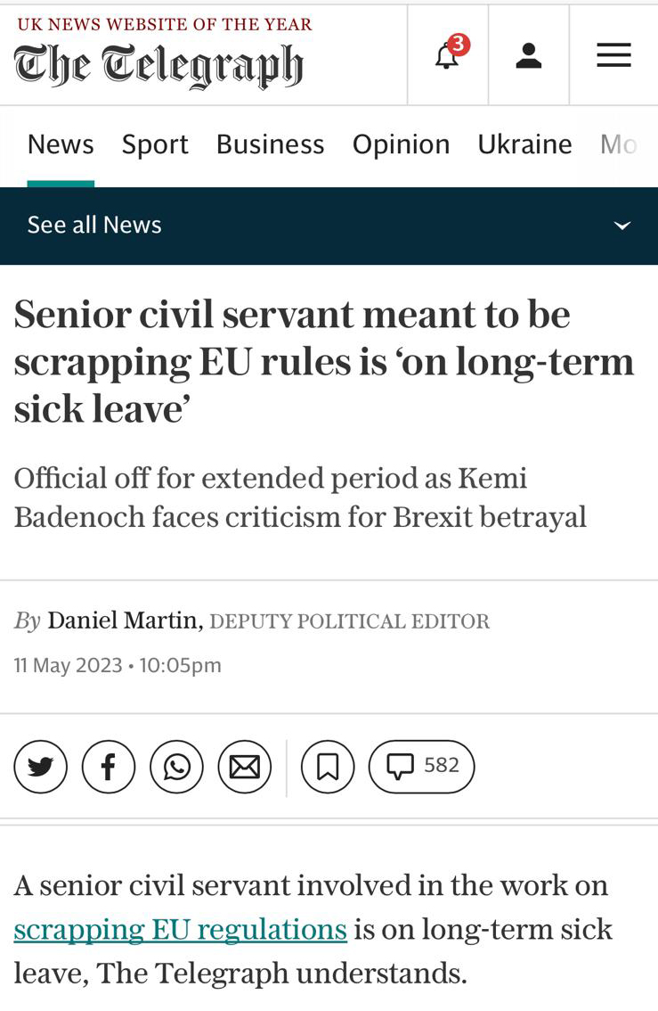 Wait, what? Over 4000 pieces of legislation being examined and determined on by an impossible deadline is being derailed simply because one civil servant is off sick? That’s the line you’re running now?