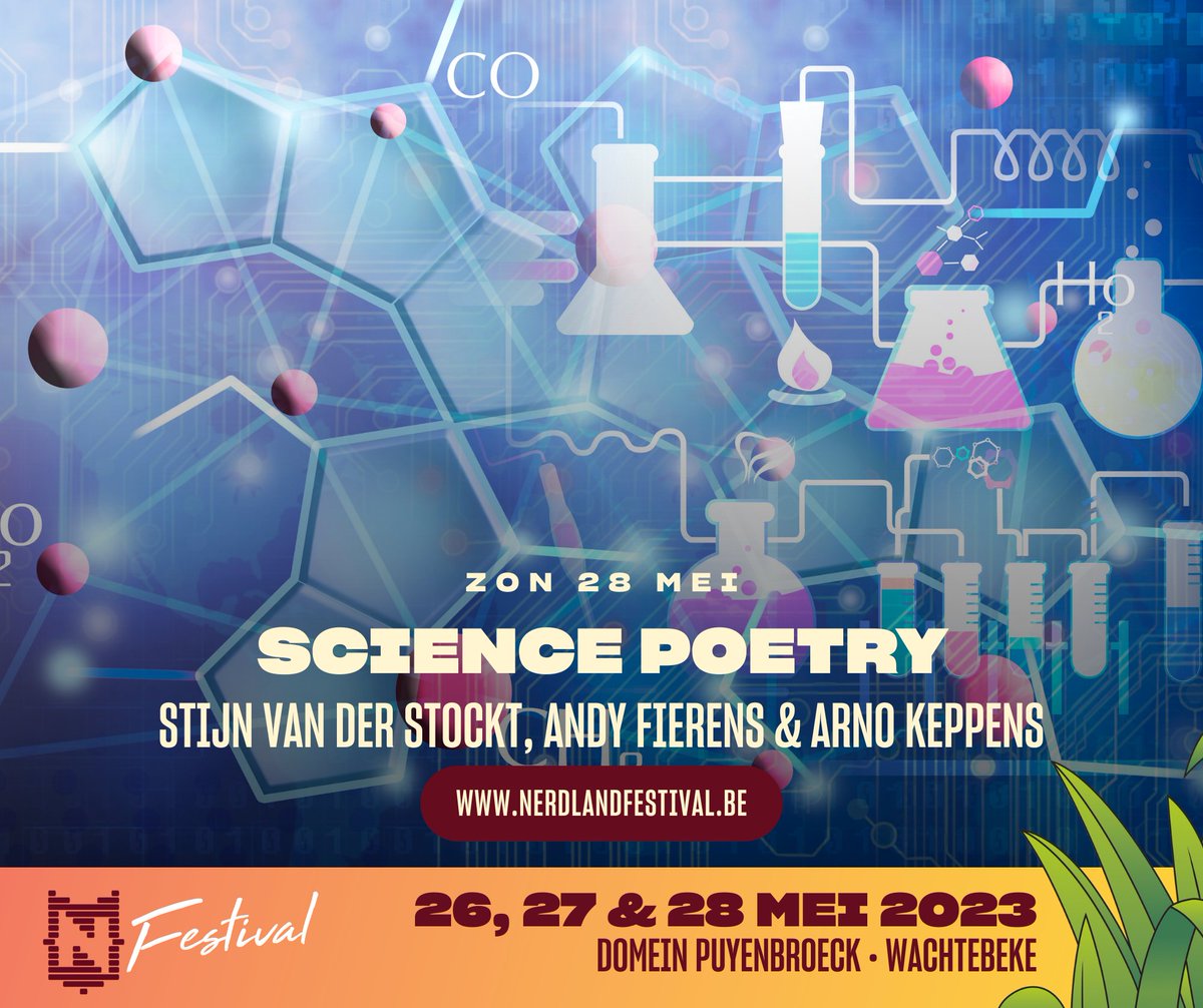ArnoKeppens's tweet photo. Komt dat zien! En horen! @nerdlandbe Wetenschapspoëzie door poëten en wetenschappers - hoe kan het ook anders 😎 Tickets via https://t.co/3KTPPnMkFm https://t.co/zfVUZa6bnM