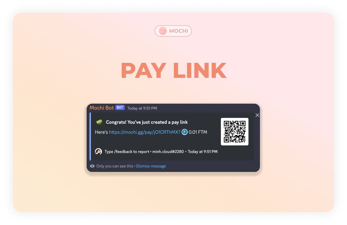mochi_gg_'s tweet photo. MOCHI PAY
Send crypto in 5 seconds with Mochi! Now anyone can create and share Pay links (or Pay Me links to request funds) with ease.
⚠️ Minimize risks (e.g: wrong address)
⚡ Instant and seamless
✅ User-friendly
💰 Different crypto options
#NFTs #Crypto #MochiBot @pod_town https://t.co/uRxE9nfJL5