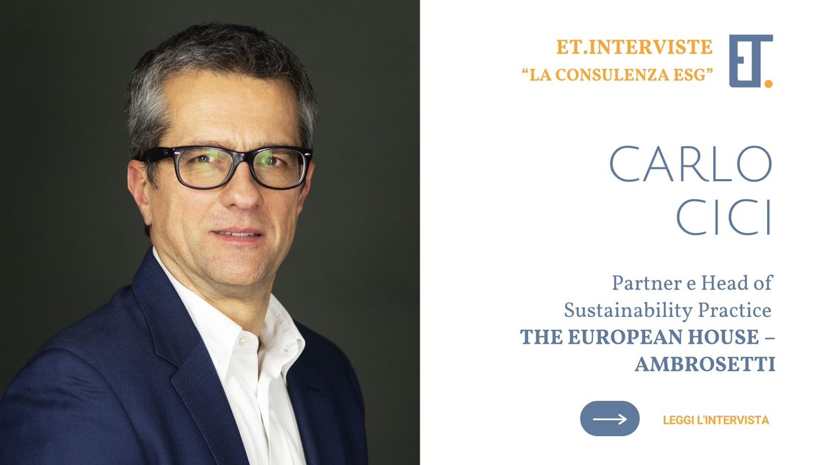 #ETinterviste #ETconsulenza  Parla <a href="/CarloCici/">carlo cici</a>, Partner e Head of Sustainability Practice di The European House – Ambrosetti: «Consulenza #Esg? È un aiuto alla #transizione» ▶️ eticanews.it/ambrosetti-con…

 #sostenibilità #consulenza <a href="/Ambrosetti_/">The European House - Ambrosetti</a>