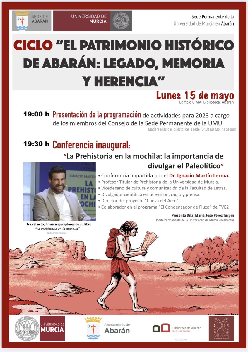 Ignacio Martín Lerma (@i_martinlerma) on Twitter photo ¡El lunes nos vemos en #Abarán!
#Divulgación #Paleolítico
<a href="/sedesumu/">sedespermanentesUMU</a> 🔴<a href="/UMU/">Universidad Murcia</a> 🙌🏼 ¡El lunes nos vemos en #Abarán!
#Divulgación #Paleolítico
<a href="/sedesumu/">sedespermanentesUMU</a> 🔴<a href="/UMU/">Universidad Murcia</a> 🙌🏼
