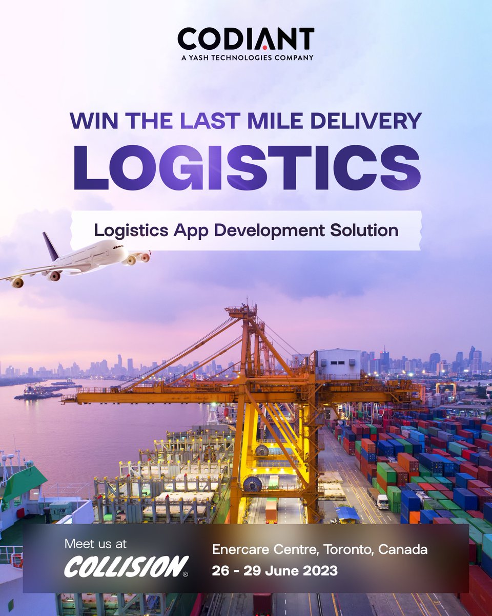 CODIANTSoftware's tweet image. Digitalize your logistics business processes by hiring our expert logistics app developers.

Join us at the #Collision Conference

Schedule a meeting at: lnkd.in/dV2sTq-W

Date: June 26-29, 2023

Location: Enercare Centre, Toronto

#collisionconference #collisiontech