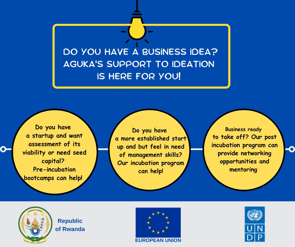 EUinRW's tweet photo. 📢Are you a Rwandan youth with an innovative business idea or a youth-led SME? #AgukaProgramme is FOR YOU!
From ideation to pre-incubation, incubation, and post-incubation - seize this amazing opportunity and take your business to the next level! https://t.co/QAC9MxeDKn