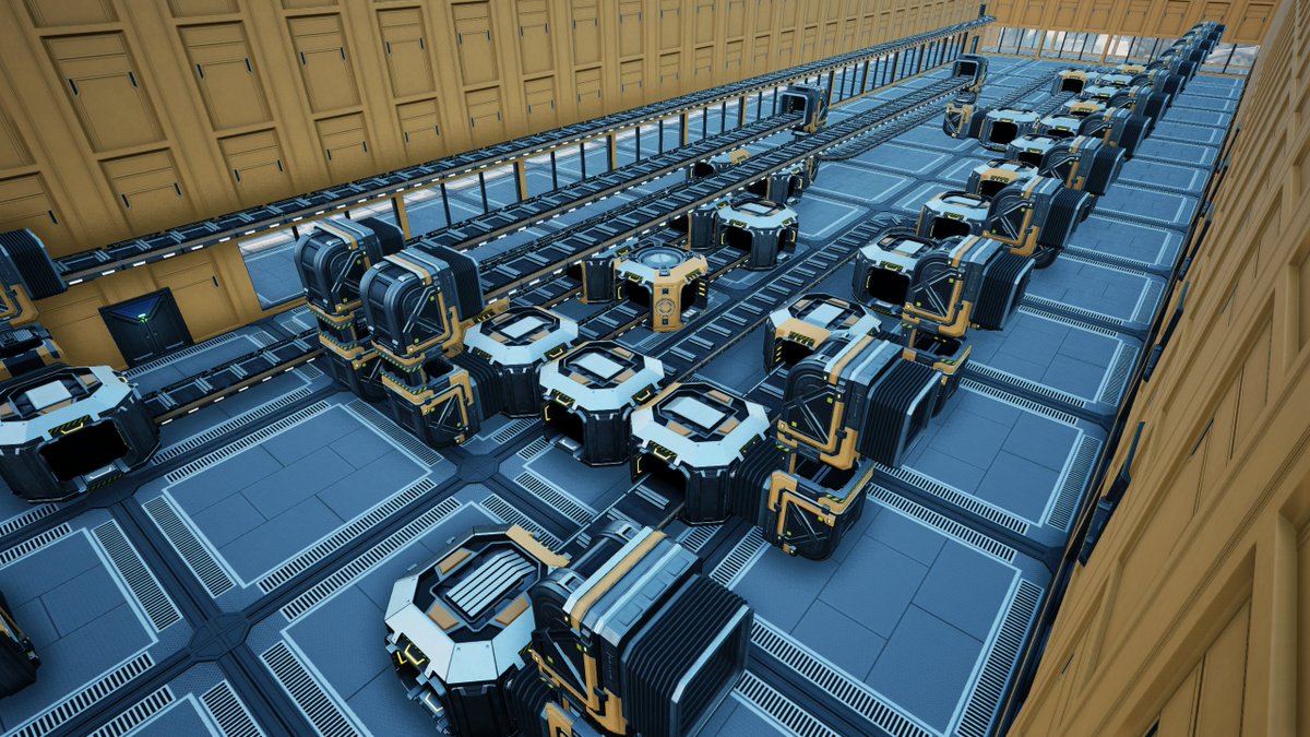 tallstickman's tweet photo. Well, it's a beautiful machine.  Unfortunately, I built it 8m to far left. Well, I guess it was good practice.
#Satisfactory #BuildFail #PracticeMakesPerfect #PrimeSplitter #MegaFactory https://t.co/uixce1yF1U