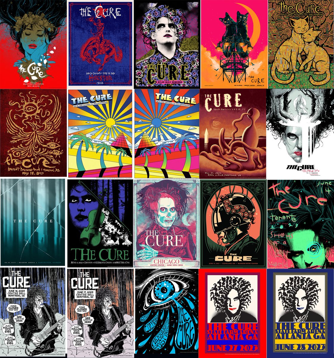 TheCureForever_'s tweet image. POSTERS OF A LOST WORLD TOUR 2023
20 PIECES FROM NORTH AMERICAN DATES OF THE CURE TOUR. NEW ORLEANS HOUSTON DALLAS AUSTIN ALBUQUERQUE PHOENIX SAN DIEGO 1 &amp;amp; 2 PORTLAND SEATTLE VANCOUVER DALLAS CHICAGO CLEVELAND TORONTO MONTREAL 1 &amp;amp;2 COLUMBIA ATLANTA 1 &amp;amp; 2 #TheCure