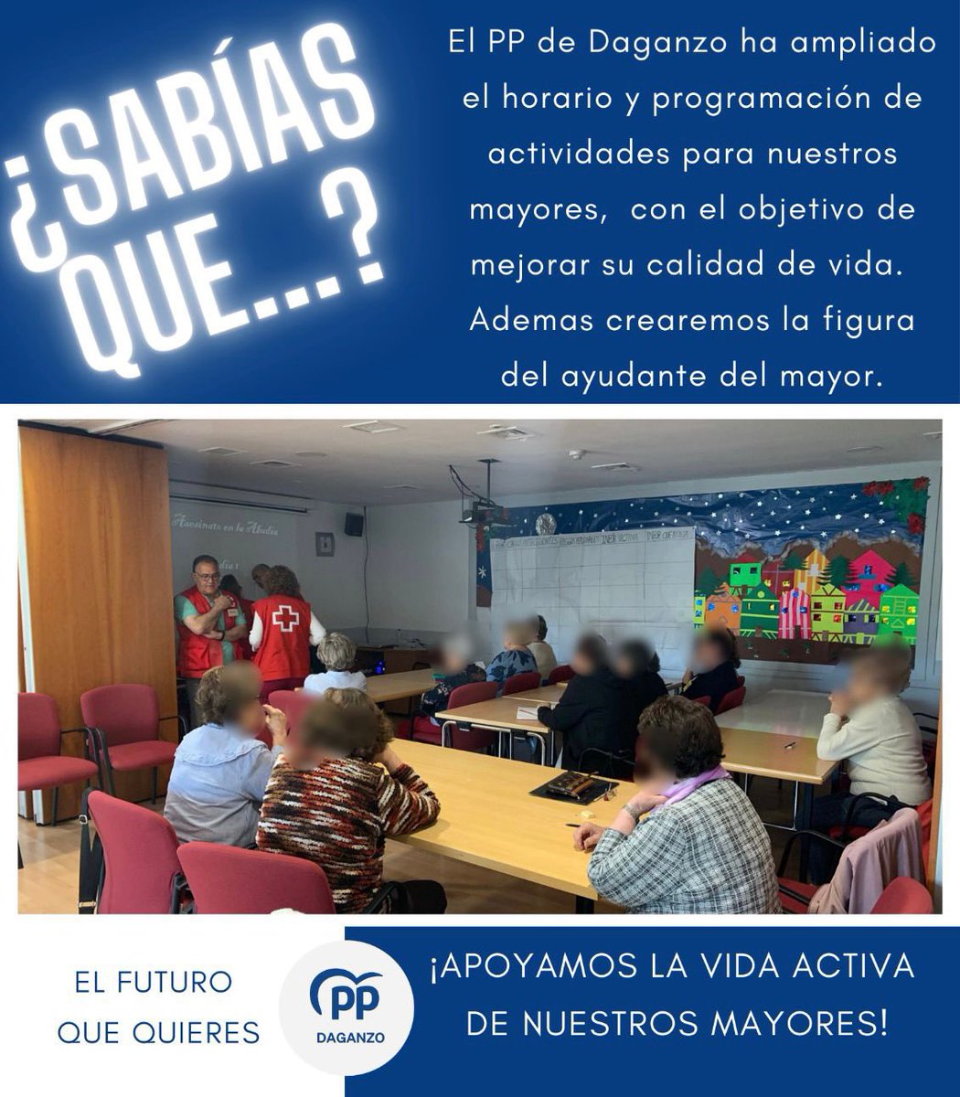 🔹¿Sabías que…? 🔹

El PP de Daganzo ha ampliado el horario de la actividad “deporte para mayores” y ha desarrollado una amplia programación de talleres.

💙Vota Manuel Jurado Marrufo 
💙Vota <a href="/IdiazAyuso/">Isabel Díaz Ayuso</a> 
💙Vota PP
#pasionpordaganzo #ilusionporDaganzo #experienciaygestion