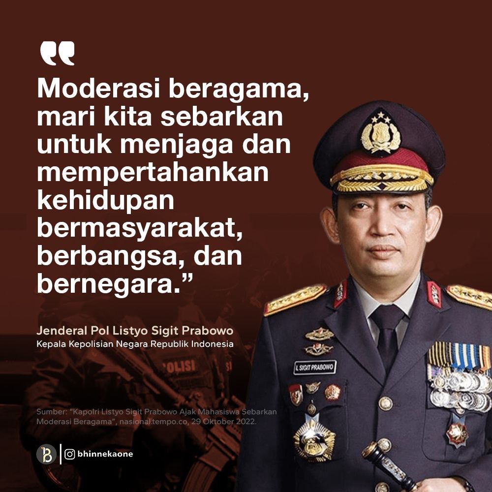 Moderasi beragama , mari kita sebarkan untuk menjaga dan mempertahankan kehidupan berbangsa dan bernegara.

#kapolri #listyosigitprabowo #polri #salampresisi #tolakintoleransi #tolakradikalisme #tolakterorisme #kaltara #kaltarainfo #kaltarabersatu