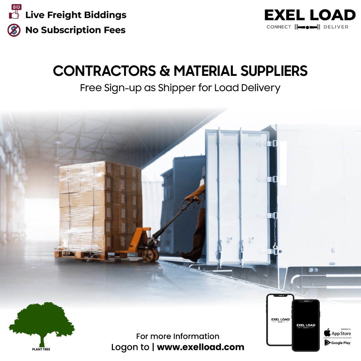 ExelLoad's tweet photo. You are a Contractor  or a Material Supplier free sign up today as Shipper for your load delivery. 
For more information logon to https://t.co/RoRwAsLoYg
 #freight #trucking #livebidding  #construction #exporter #shippers #loadboard   #retailers  #traders #suppliers #wholesalers https://t.co/yQyQ7APicZ