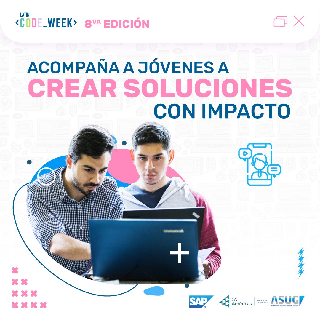 🙋🏽‍♀️🙋🏽‍♂️ Enseñar a crear soluciones con impacto es importante para tu desarrollo profesional y para el futuro de América Latina.⁣⁣

Desde @sap y @jaamericas lanzamos una convocatoria para Latin Code Week en su 8va edición.

👉🏼 ¿Quieres ser mentor? 📝 Inscríbete en nuestra bio.