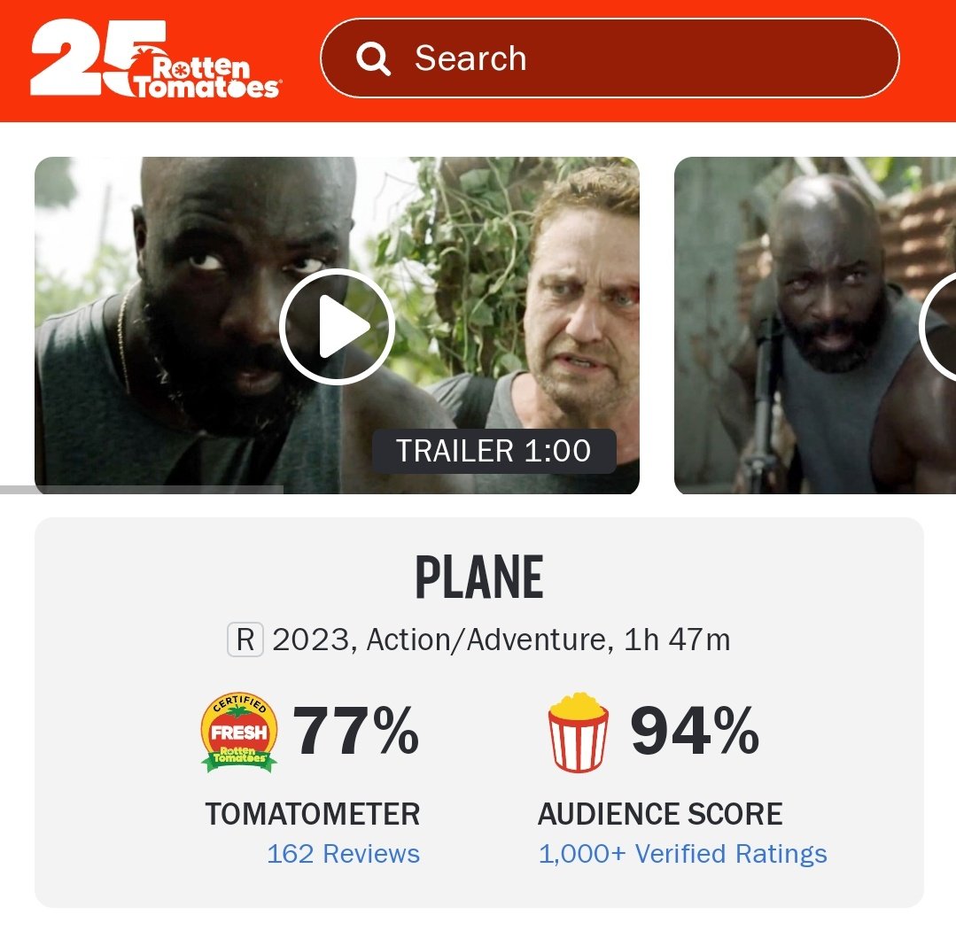 The way my obsession with this movie will never end🤩 and I see that I'm not the only one👀💥 #planemovie #plane #fresh #RottenTomatoes @GerardButler