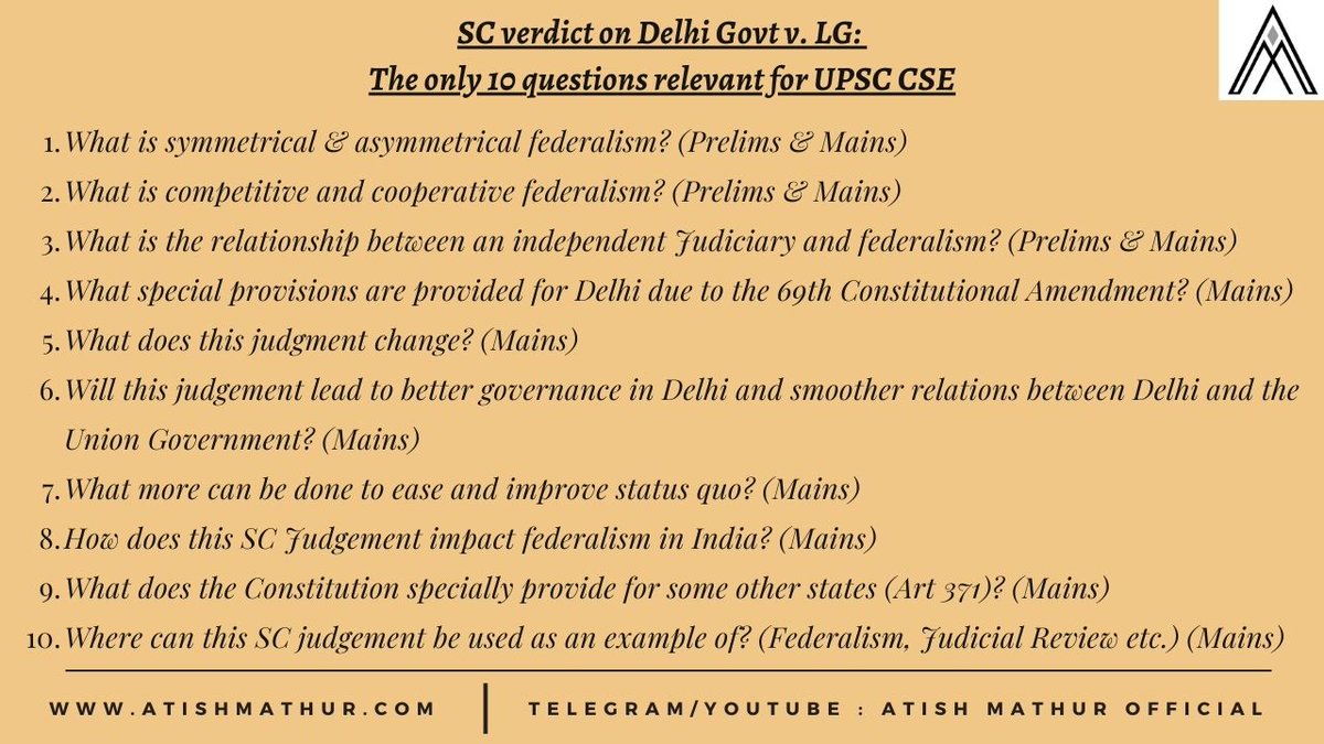 What UPSC aspirants should take away from from the SC judgement of Delhi Govt. LG! #whataweek might be back sooner and better :) There is nothing tougher than simplicity! Less is always more!