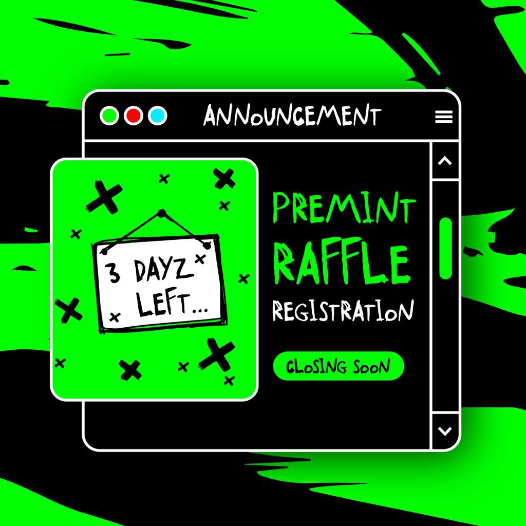 tick tock... 3 days until pre-mint registrations close⏳ 

you snooze you lose😈