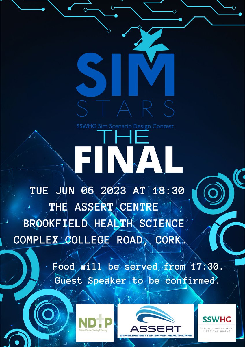 SimStars (@simstarsirl) on Twitter photo The finalists have been informed and now we are happy to share all the details of our live final event for 2023. SAVE THE DATE 6th June <a href="/UCCASSERT/">ASSERT Centre, UCC.</a> <a href="/UCCMedHealth/">UCC Medicine & Health</a> Register for event here SimStars2023LiveFinal.eventbrite.ie
@HrSswhg <a href="/NDTP_HSE/">NDTP</a> <a href="/MementoSsw/">NDTP Memento SSW</a> <a href="/StephRyng/">Steph Ryng</a> <a href="/DrRoryOBrien/">Rory O'Brien</a> <a href="/CookeJohnP/">John Cooke</a> The finalists have been informed and now we are happy to share all the details of our live final event for 2023. SAVE THE DATE 6th June <a href="/UCCASSERT/">ASSERT Centre, UCC.</a> <a href="/UCCMedHealth/">UCC Medicine & Health</a> Register for event here SimStars2023LiveFinal.eventbrite.ie
@HrSswhg <a href="/NDTP_HSE/">NDTP</a> <a href="/MementoSsw/">NDTP Memento SSW</a> <a href="/StephRyng/">Steph Ryng</a> <a href="/DrRoryOBrien/">Rory O'Brien</a> <a href="/CookeJohnP/">John Cooke</a>