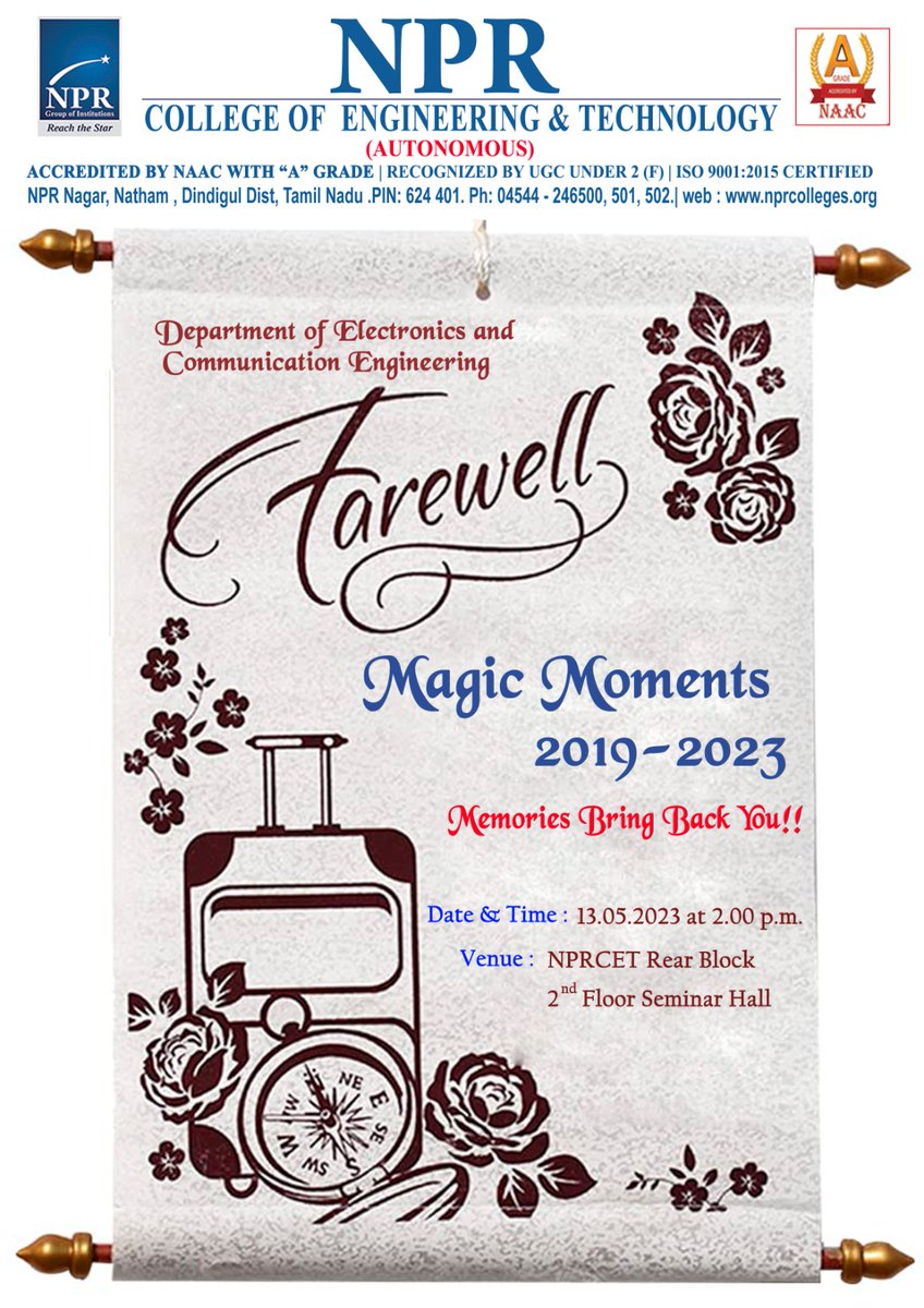 Farewell Magic Moments 2019 - 2023 
#nprgi #nprcollege #nprnatham #npr #nprcet #ece #farewell #magic #moments #memories