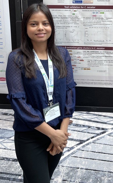 PflegerLab's tweet image. Brian and Shivangi sharing some science at @SIMB_Microbio’s Symposium on Biomaterials, Fuels, and Chemicals last week!