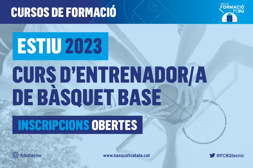 FORMACIÓ l 🏀  Curs d'Entrenador/a de Bàsquet Base:
 
📆 Estiu 2023
📍 Seus arreu del territori
🎟️ 230€ 
💻 basquetcatala.cat/noticies/10065
👉 inscripcions.basquetcatala.cat/activity/33a0d