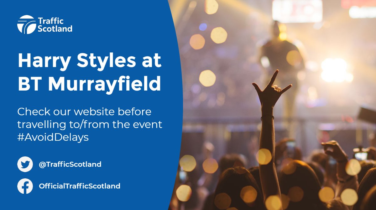 Are you heading to Edinburgh for the Harry Styles concert @BTMurrayfield at the end of the month? 🎤 🎶 🕺 

Due to other weekend events, the network is set to be busy. 

Consider using public transport options and plan your journey.

More info: bit.ly/44fzMPz
#PlanAhead