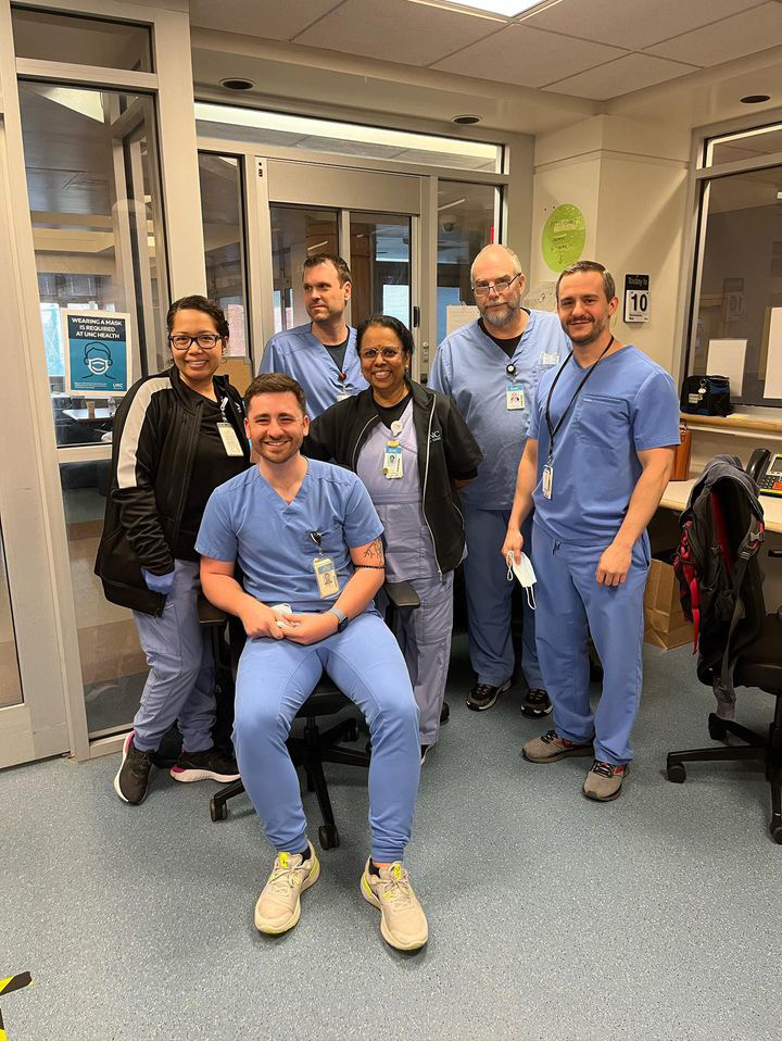 Last nursing shift at UNC-MC, where I started as a nursing assistant. Grateful for this team and patients on 3NSH. Tonight, I will graduate with a PhD in nursing after nearly 5 years working as a RN at the bedside. Next stop SF! 
#NationalNursesWeek #NursesWeek2023 #Nursing