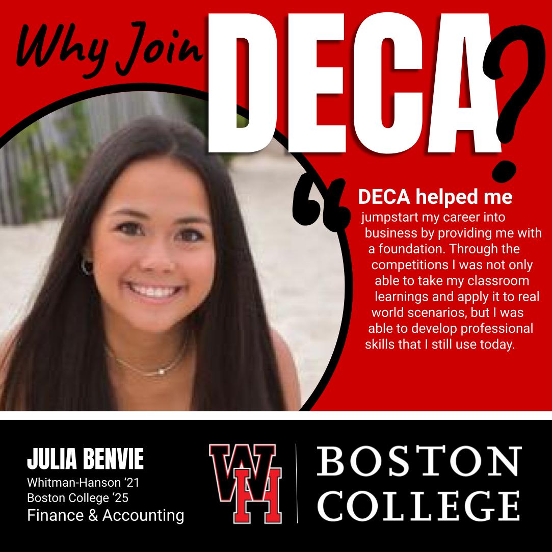 WHpanthersden's tweet image. In 2020-21, with the financial support of the DEN, our students competed in DECA with gusto even during a pandemic - we just went virtual. This includes a top District score which earned Julia a spot at States in the Entrepreneurship category. #whpantherpride #whpantherpathways
