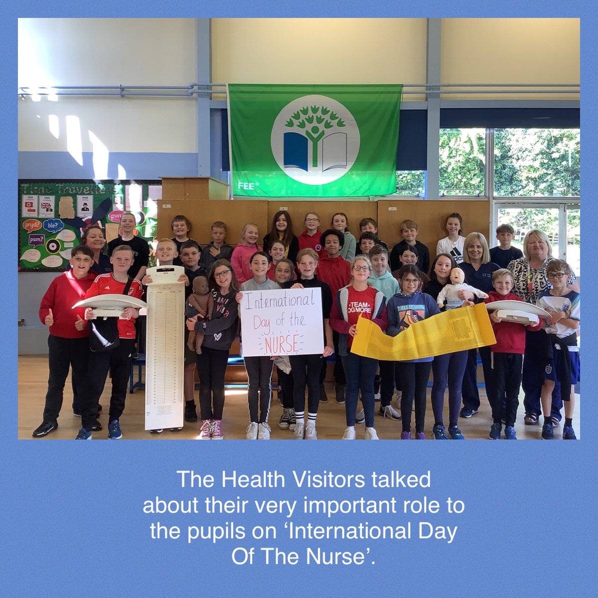 CFSMPENCOED's tweet photo. Thank you to the wonderful Health Visitors who made a visit to one of the primary schools of the Pencoed Cluster today to talk about their role and celebrate International Day Of The Nurse…fantastic morning!! @ClareShears1972 @coychurchps @CwmTafMorgannwg #workingtogether https://t.co/PU5YkQSO3L