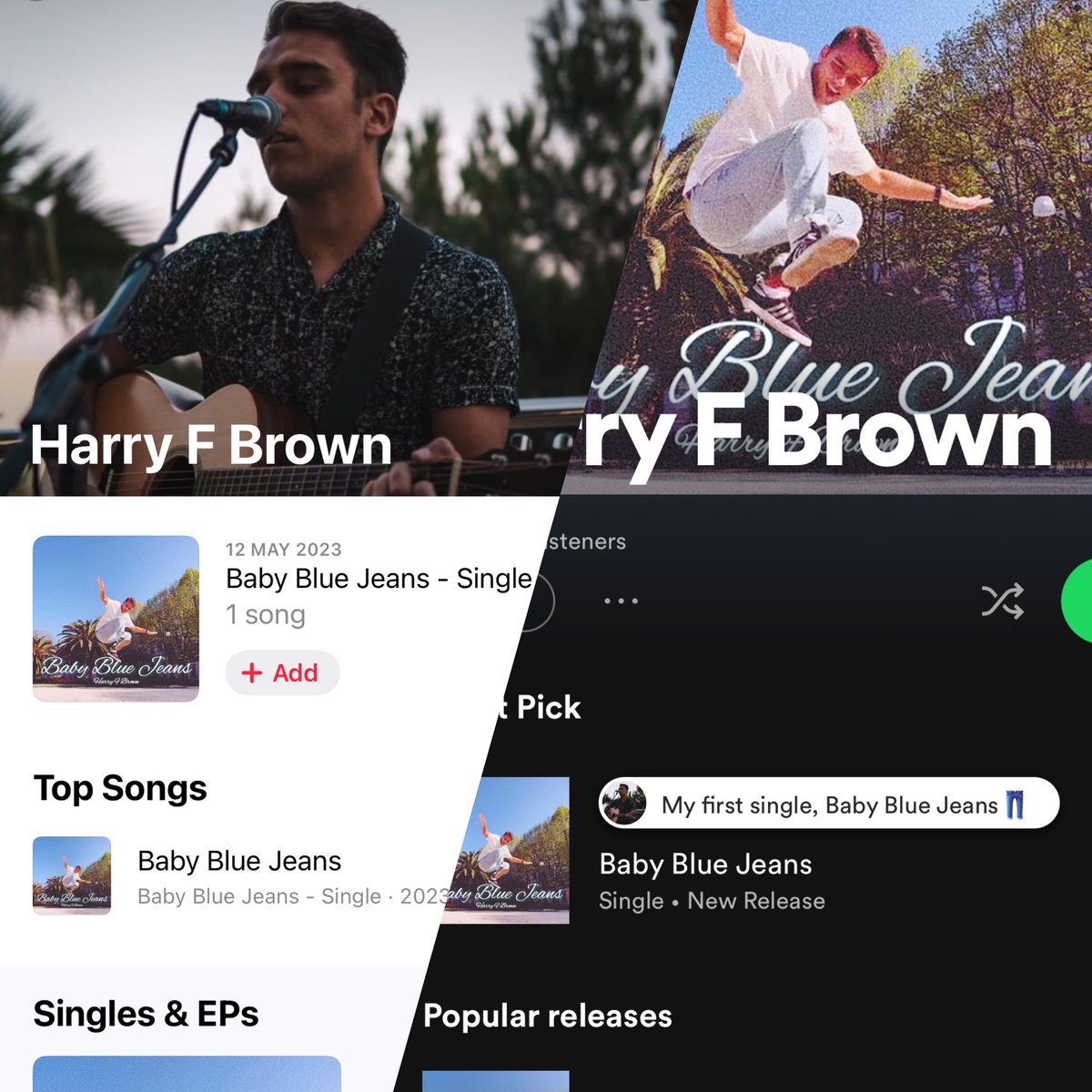 harryfbrown_'s tweet photo. Baby Blue Jeans is OUT NOW !!! 

If you like it, please follow me on Spotify, Apple Music and add it to your playlists and give it a share, it’d mean a lot! 

Link is in my bio🤟🏽👖💙

Lots of love,
Harry x https://t.co/FK2BoXQVUe