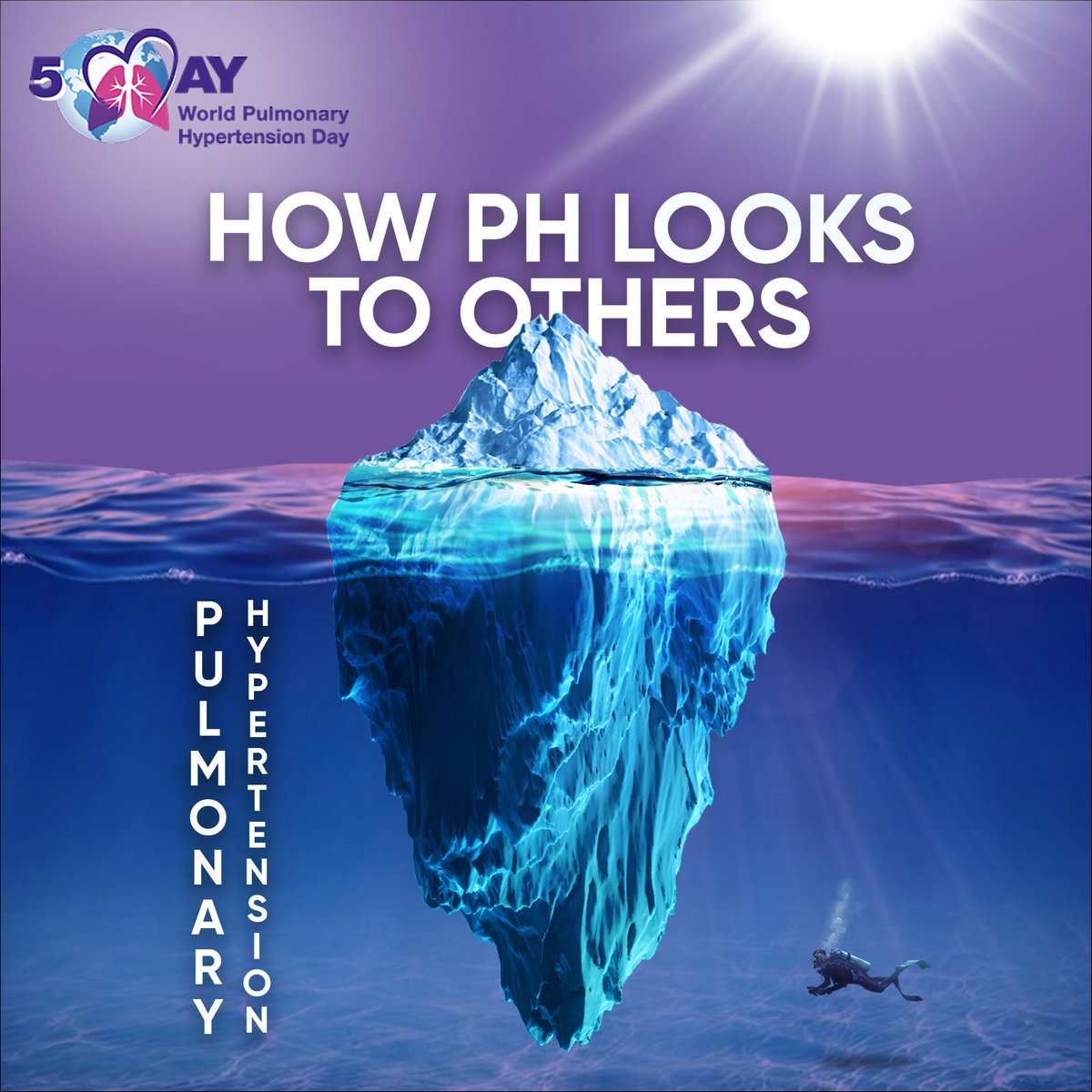 EuropePHA's tweet photo. How ph looks to others even whe it is diagnosed🫁🌊

🟪Encountering an iceberg can be deceptive - what you see above the water's surface may be only a fraction of its true size. The same is true when you encounter someone with PH

#StillPHighting #InhaleHope #WPHD #WorldPHDay2023 https://t.co/lqok0SoAWx