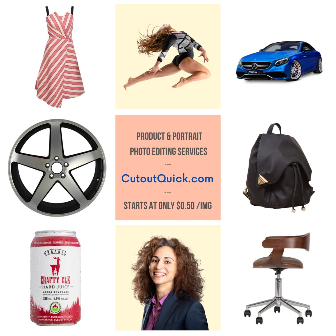 CutOutQuick's tweet image. From basic to complex #product #photos and #portrait #editing, #retouching, and #optimization for #eCommerce, #marketing, and other purposes. Satisfaction &amp;amp; quick turnaround are guaranteed! The price starts at only $0.50 /each with 24h turnaround. 

Visit cutoutquick.com