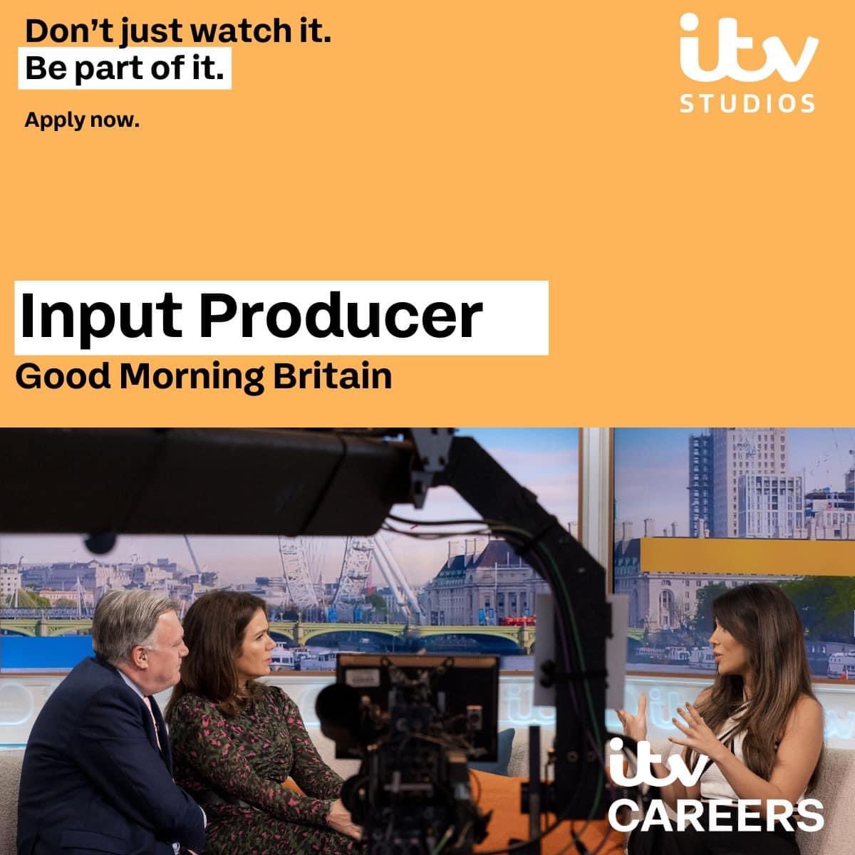 uktvjob's tweet image. Repost. #tvjobs #lovingyourwork #itvjobs 

We are looking for two motivated and hardworking Input producers to join our team of brilliant journalists and bookers to help secure the best guests and content for the ITV breakfast programme ‘Good Morning Britain’. 

Apply now: