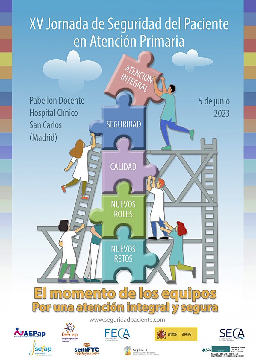 🚨¡Recuerda asistir este 5 de junio a la XV Jornada de Seguridad del Paciente en Atención Primaria!

📢 Mesa de ponencias, presentación de comunicaciones, lunch, talleres y mucho más en esta jornada.

Todo lo que quieras saber👇
seguridadpaciente.com/2023/