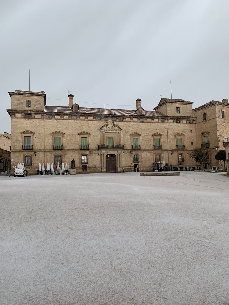 Daviddcoba's tweet photo. La Plaza Mayor de Almazán (Soria) tras el algarazo de granizo. https://t.co/x4ww6XgOPV