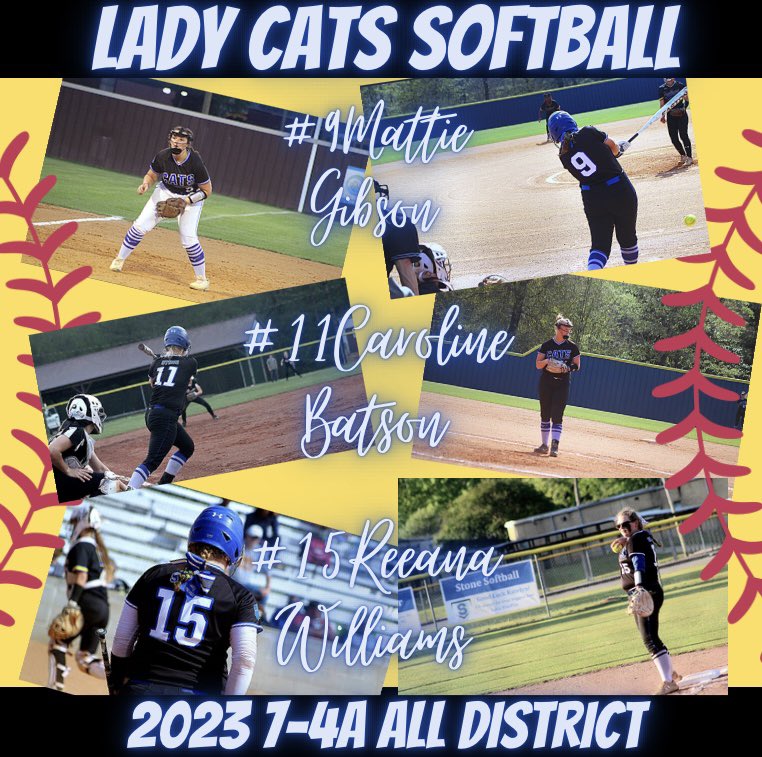Would like congratulate our three Lady Cats, Mattie Gibson, Caroline Batson, and Reeana Williams, for being named All District.