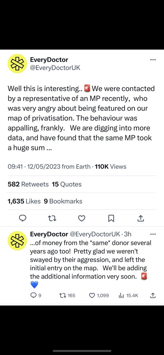 Click the full post from ⁦<a href="/EveryDoctorUK/">EveryDoctor</a>⁩ 

Contacted by rep of an angry MP about being on their NHS privatisation map
We've all been RT ing massively this last week.
You are making a difference 💪🏼

Ps ⁦map being updated to inc even more donations the angry MP has taken