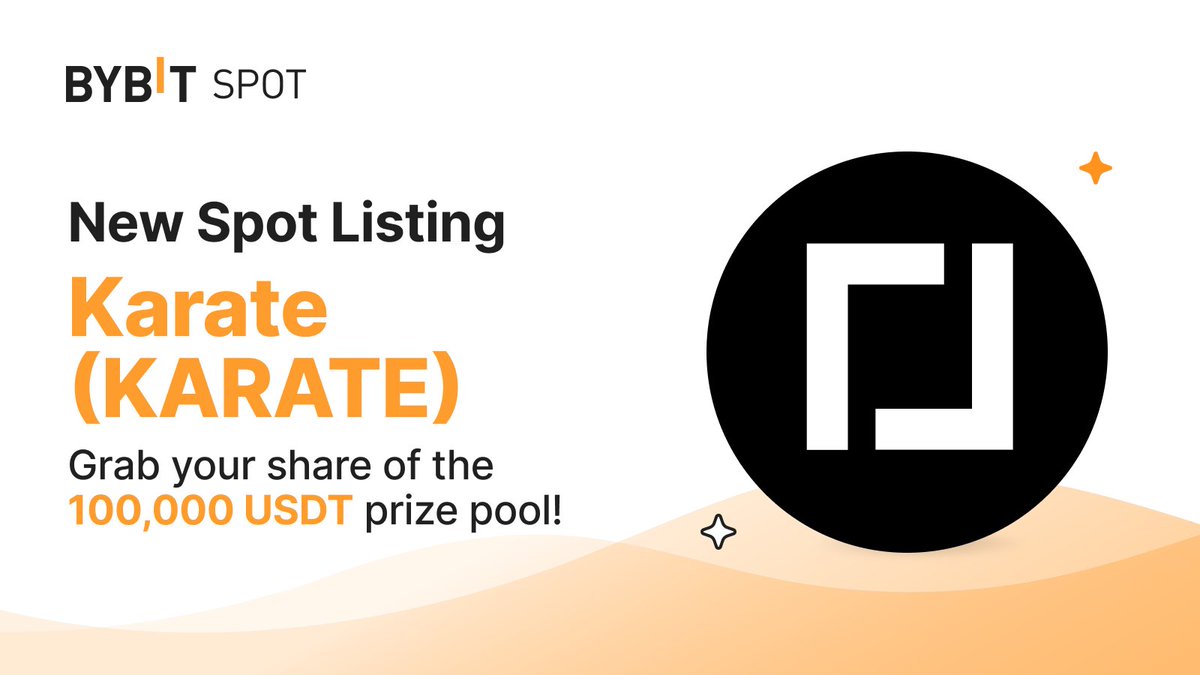 Bybit_Official's tweet photo. 📣 New listing: $KARATE is Now Live!

Simply deposit or buy to earn and get your share of the 100,000 $USDT prize pool now.

#KARATE is now available to trade via Spot Grid Bots.

Trade now: https://t.co/mVoa50FfOZ
Learn more: https://t.co/oUV4KQ8sBm

#TheCryptoArk #BybitSpot https://t.co/xLUf1k2Pw7