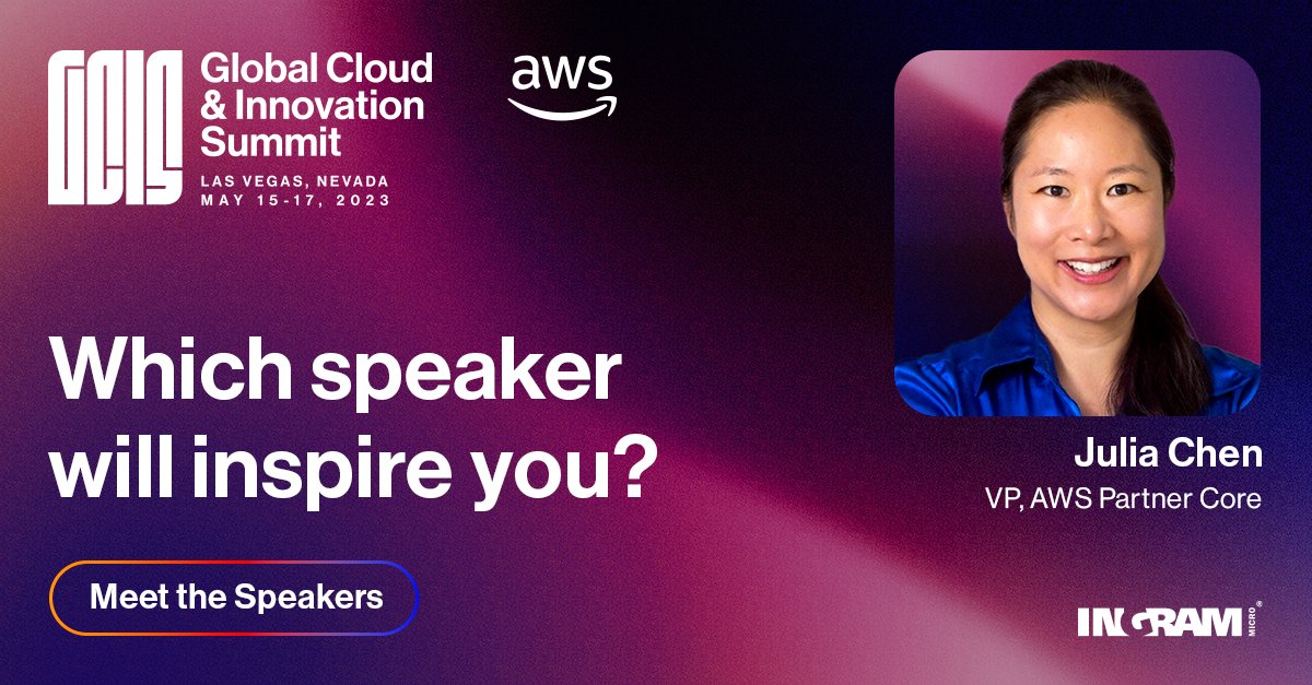 IngramMicroUSA's tweet image. Which speaker will inspire you? 

AWS Partner Core VP Julia Chen is already helping to define the global partner strategy in the channel. Don’t miss her keynote speech to learn more about what the future holds!

Learn more: tinyurl.com/2p8r5vba

#IMGCIS23 #IngramMicroGCIS23