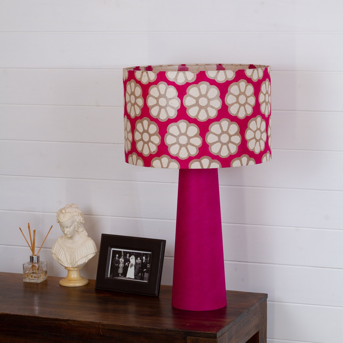 imbuelighting's tweet photo. Make a statement with this large pink batik table lamp: 
https://t.co/ONrN1KmS50
#handmade #pink #tablelamp #interiordesign #decor https://t.co/xjdbaczXe4