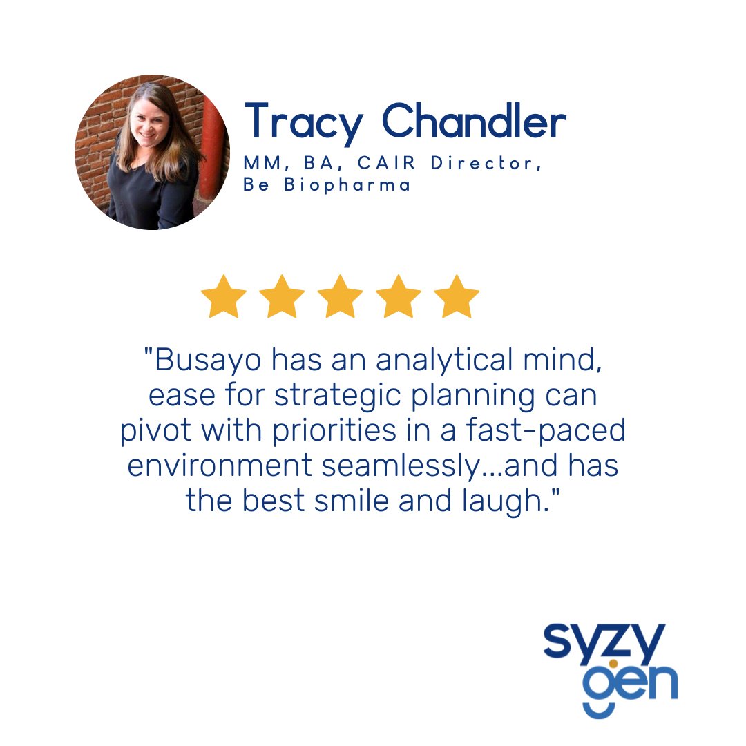 It's always great when people who know you support your work intentionally!  Thanks Tracy, for always having our back! We love partnering with clients that love data as much as we do!

#Reference #ExceptionalServices #Leadership #AnalyticalSkills ##SyzygenTeam