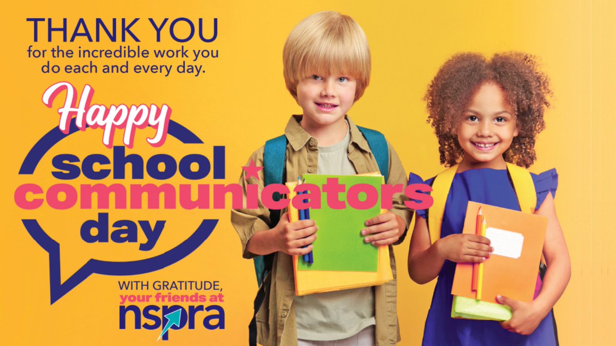 NSPRA's tweet photo. Let us be the first to wish #schoolPR pros a very happy #SchoolCommunicatorsDay! Throughout the day, we'll be sharing appreciation messages, member profiles and more. Tag @NSPRA to show us how you're celebrating School Communicators Day today! https://t.co/IrcJ8XNVxS https://t.co/OVBghym07Y