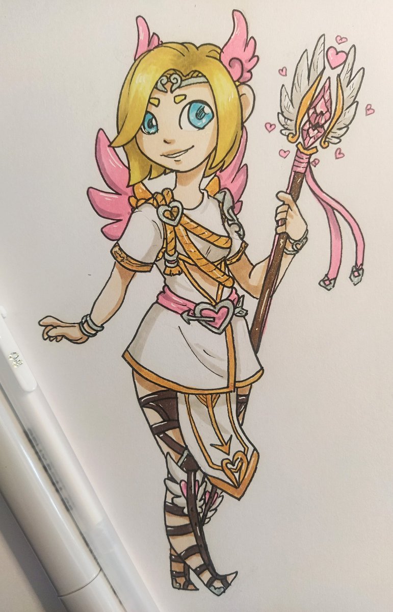 Was watching <a href="/itsGabiMaki/">GabiMaki</a> stream and when they spoke about mercy they will draw, I was motivated to draw something- it should have been a sketch/doodle, but have hanzo cupid skin x mercy crossover
<a href="/PlayOverwatch/">Overwatch</a>