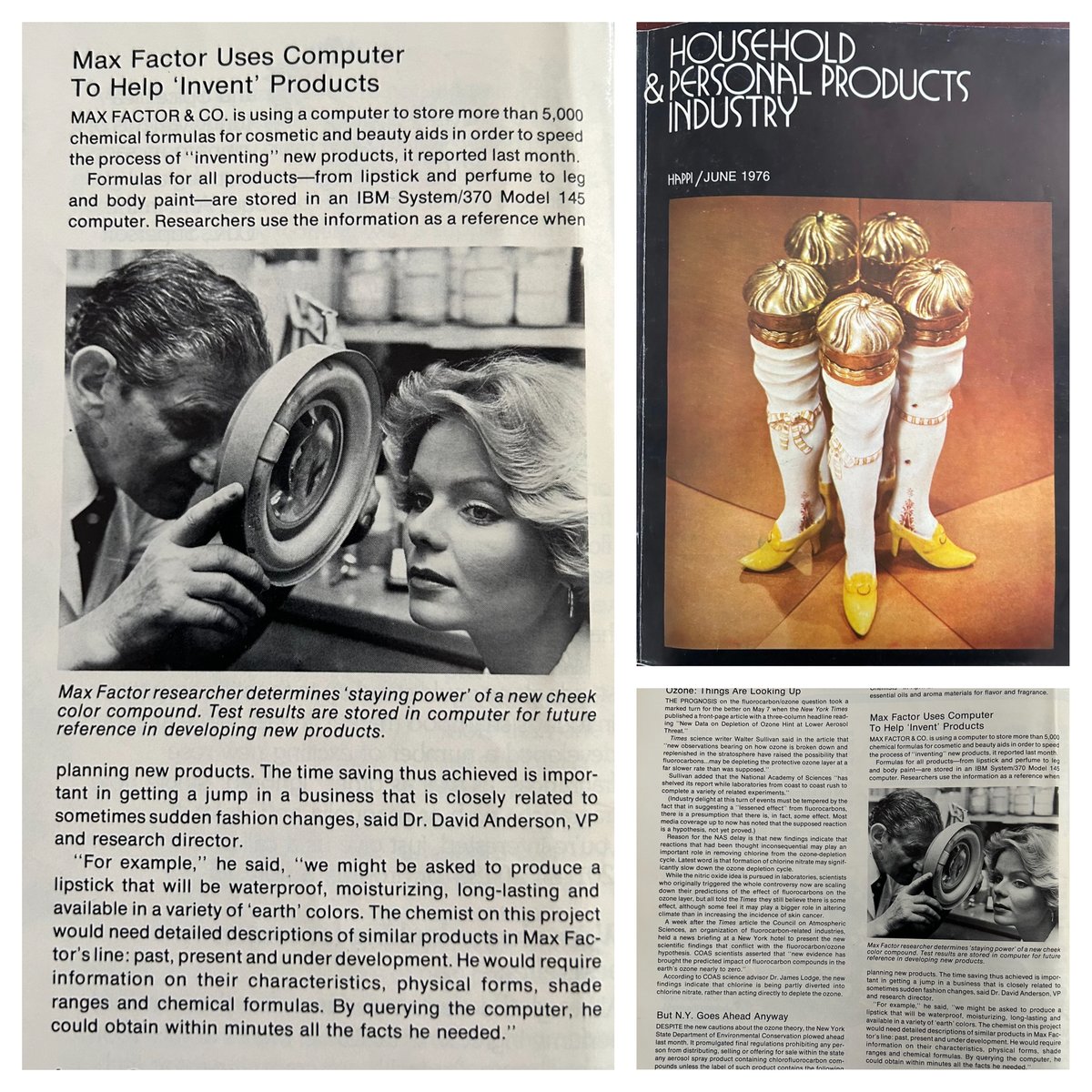 HappiChemist's tweet image. ⚡⬅ FLASHBACK FRIDAY!   In June 1976, we shared a story about Max Factor’s use of an #IBM computer during the NPD process. #colorcosmetics #maxfactor #beautytech #IBM #computerscience #formulation