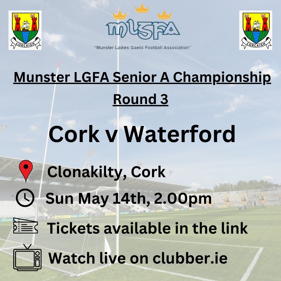 Cork LGFA on Twitter "MunsterLGFA Senior A C’ship Rd 3 Cork v