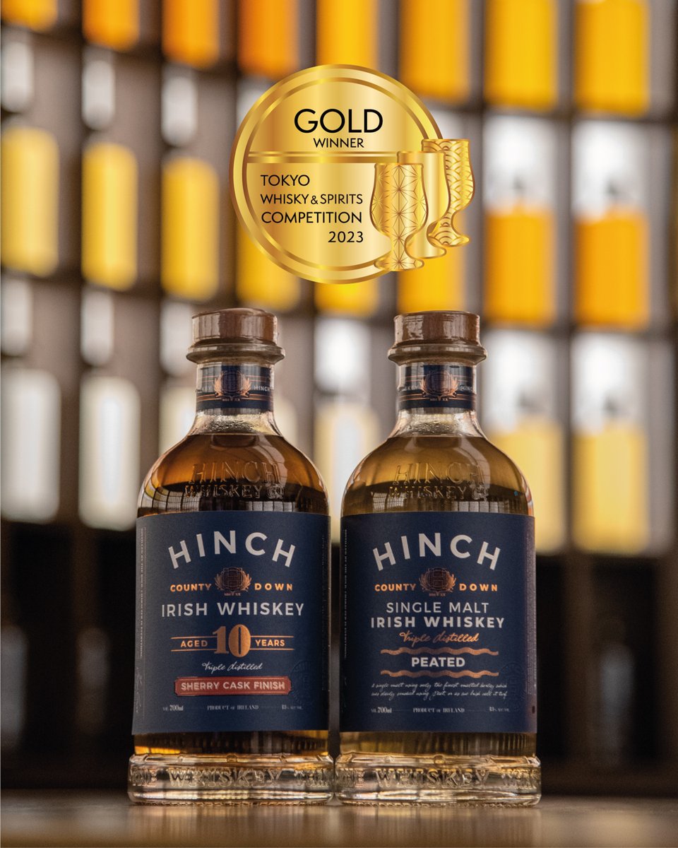 Cause for celebration and not just because it's Friday. Our 10 Year Old Sherry Cask Finish and Peated Single Malt have each been awarded a Gold Medal at the Tokyo Whisky and Spirits Competition. #Hinch #HinchWhiskey #Awards