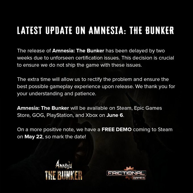 Amnesia The Bunker retrasa su lanzamiento y estos son los motivos detrás de la decisión