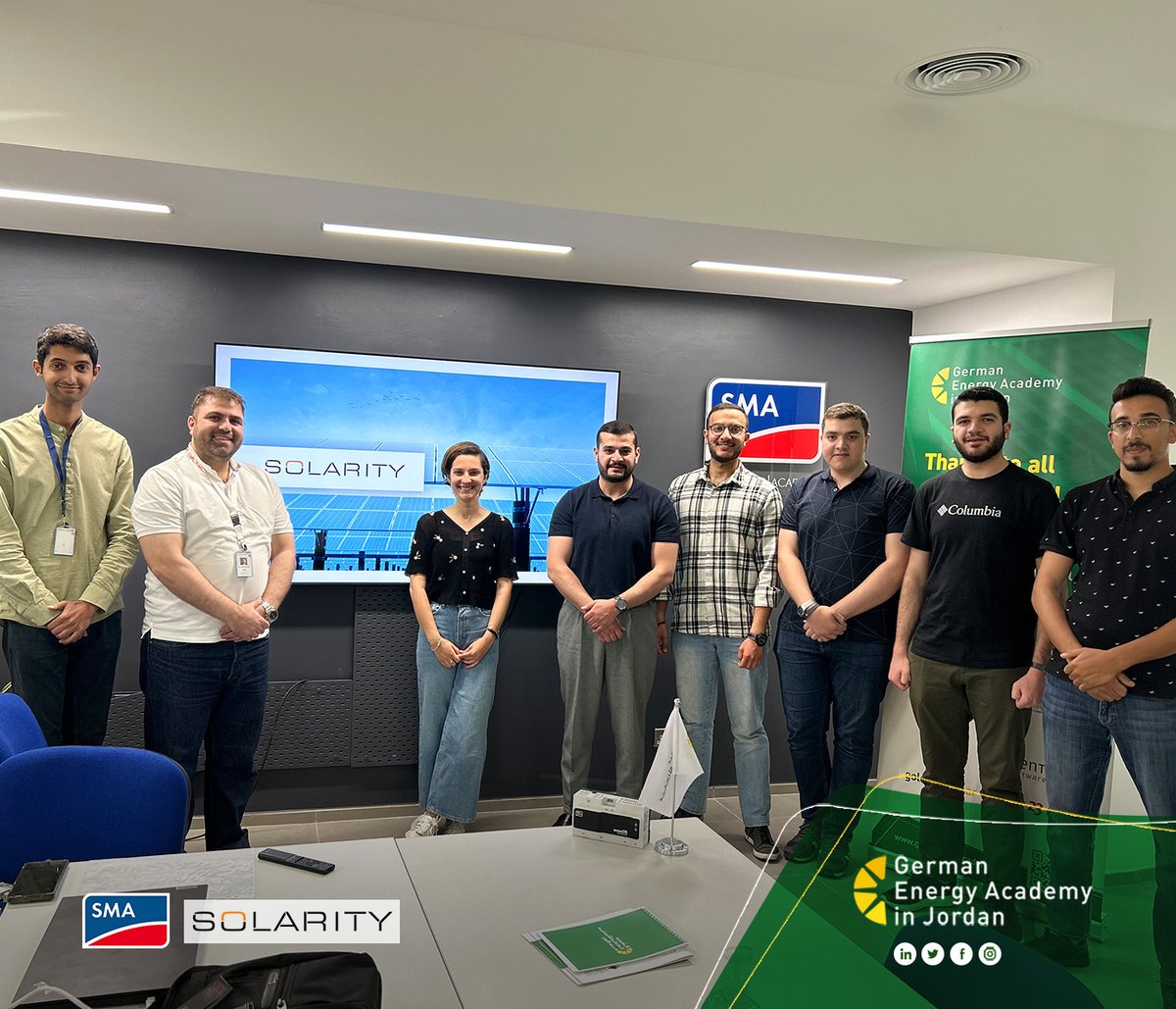GEAinJordan's tweet photo. Sharing some moments from our latest SMA Data Manager powered by ennexOS course held as a part of SMA Solar Academy activities. We would like to extend our appreciation to Eng. Ahmad Al Azzam from Solarity for leading the course.

Stay tuned for our upcoming courses! https://t.co/HujvEhJen8