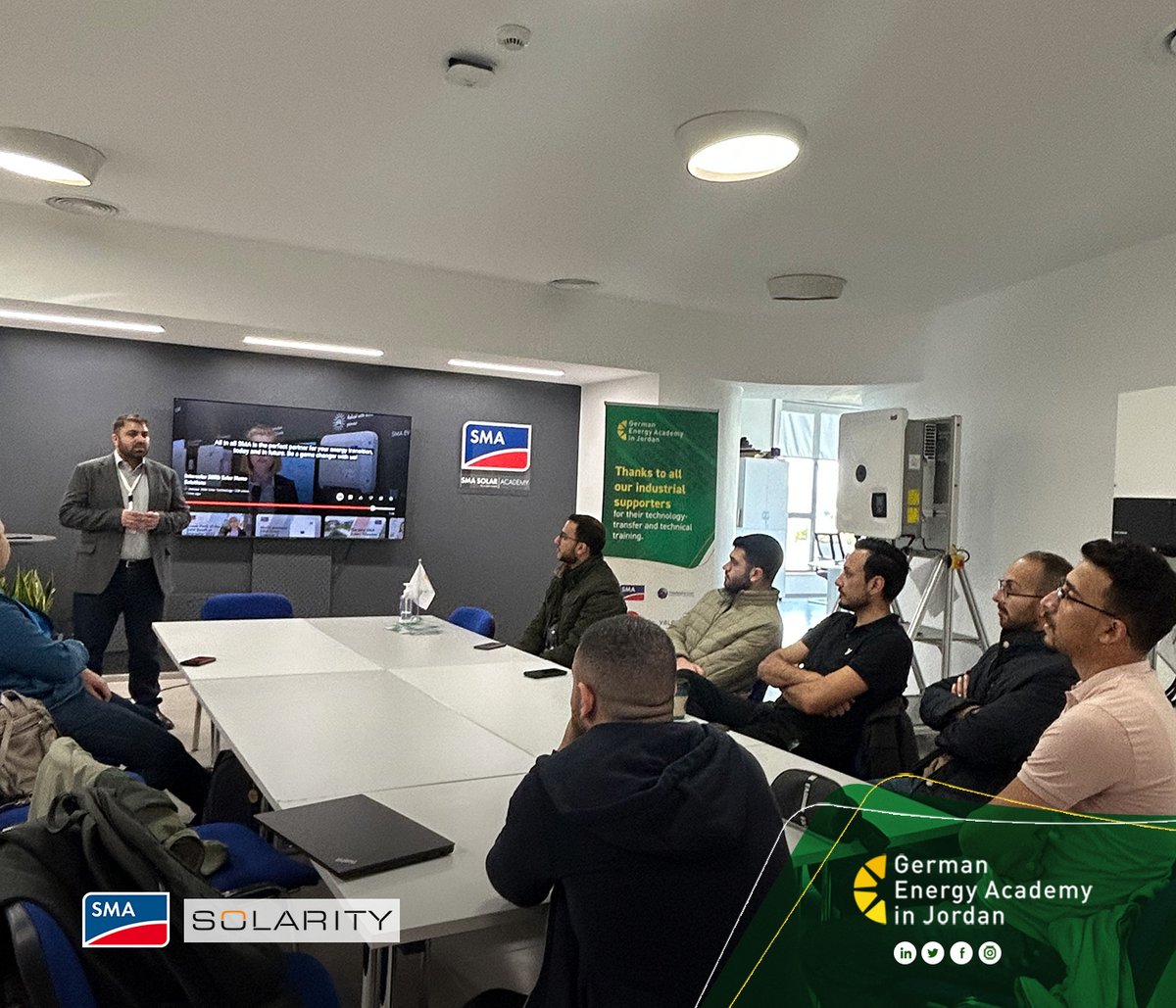 GEAinJordan's tweet photo. Sharing some moments from our latest SMA Data Manager powered by ennexOS course held as a part of SMA Solar Academy activities. We would like to extend our appreciation to Eng. Ahmad Al Azzam from Solarity for leading the course.

Stay tuned for our upcoming courses! https://t.co/HujvEhJen8