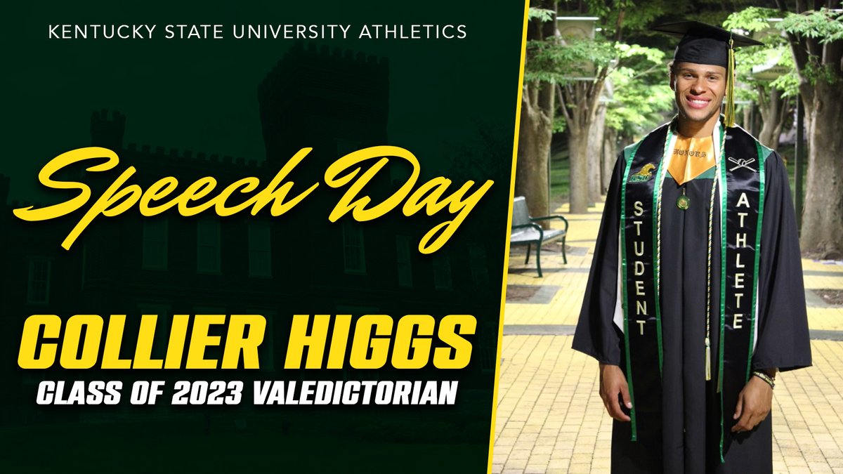 Congratulations to all Class of 2023 graduates and our Class of 2023 Valedictorian STUDENT-athlete Collier Higgs. The commencement is scheduled to begin at 10 a.m. in the Exum Center and can be watched live at facebook.com/KyStateU/.

#BRED2WIN